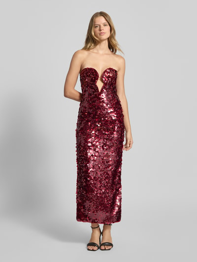 Bardot Cocktailjurk met pailletten, model 'BRAYA' Bordeaux - 4