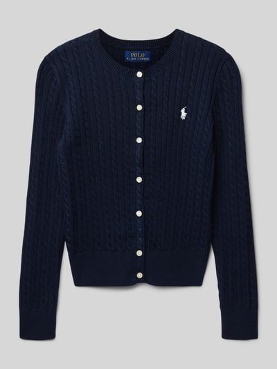 Polo Ralph Lauren Teens Strickjacke mit Zopfmuster und Label-Stitching Marine 1