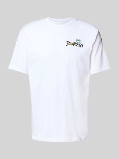 BOARDIES T-shirt met motief- en labelprint, model 'Long Shot' Wit - 2