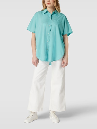 Marc O'Polo Loose fit overhemdblouse met borstzak Turquoise - 1