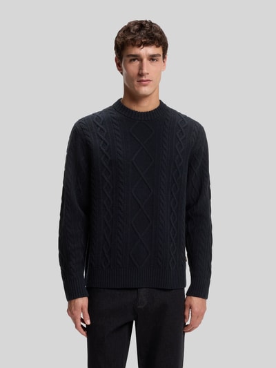 BOSS Orange Pullover aus Schurwolle mit Zopfstruktur Marine 4