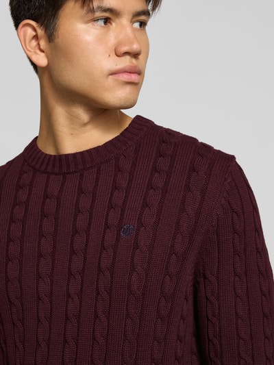 Superdry Strickpullover mit Zopfmuster und Rundhalsausschnitt Bordeaux 3