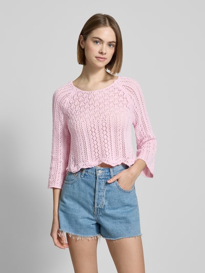 Only Cropped Strickpullover mit Baumwoll-Anteil Modell 'NOLA' Rosa 4