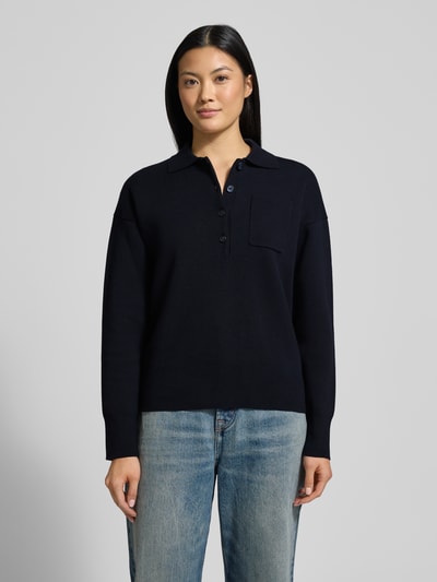 Jake*s Studio Woman Strickpullover mit Polokragen und Brusttasche Marine 4
