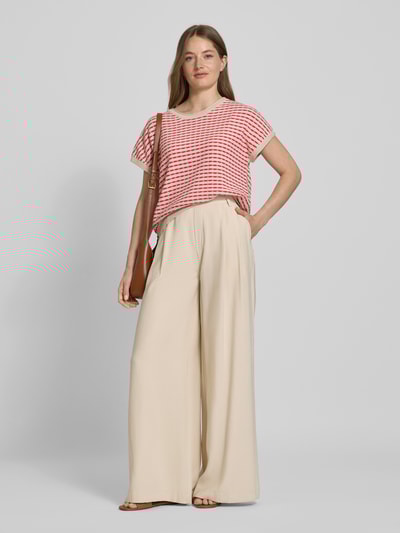 FREE/QUENT Bluzka z dzianiny z okrągłym dekoltem model ‘DODO’ Jasnoczerwony 1