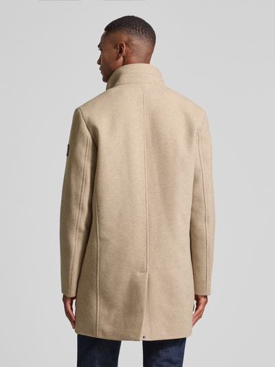 Tom Tailor Regular fit lange wollen jas met opstaande kraag  Beige - 5