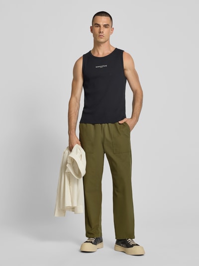 MAISON KITSUNÉ Straight Fit Stoffhose aus Baumwolle Khaki 1