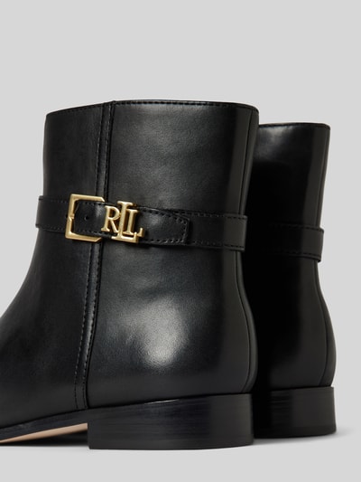 Lauren Ralph Lauren Leren boots met labelapplicatie, model 'BROOKE' Zwart - 2