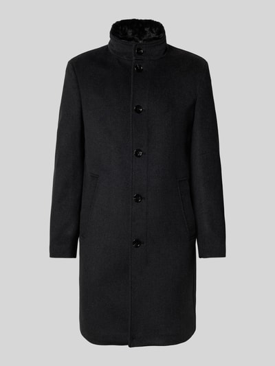 Christian Berg Men Wollmantel mit Stehkragen Anthrazit 2
