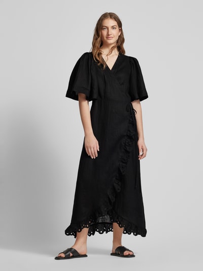 Copenhagen Muse Leinenkleid mit Spitzenbesatz Modell 'NATULI' Black 4