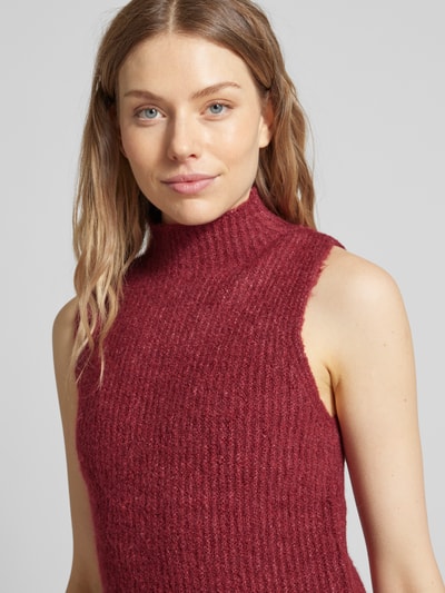 Mango Stricktop mit Stehkragen Modell 'VEST MOULIN' Bordeaux 3