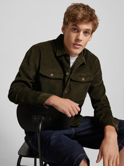 Jack & Jones Regular Fit Cordhemd mit Brustpattentaschen Modell 'EDDIE' Oliv 3