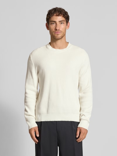 CK Calvin Klein Relaxed fit pullover in gebreide look, model 'Texture' Offwhite - 4