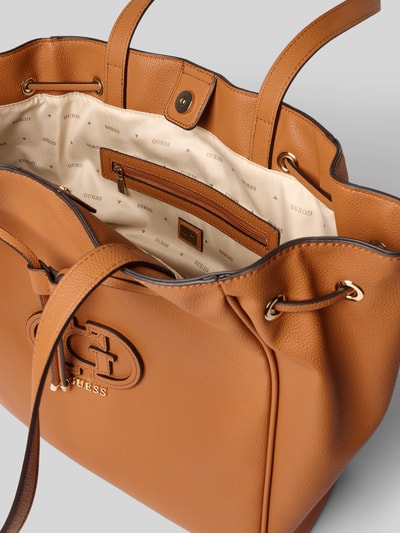 Guess Shopper met labelapplicatie, model 'CALEBRA DRAWSTRING TOTE' Cognac - 5