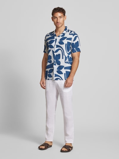 Casual Friday Regular Fit Leinenhemd mit 1/2-Arm Modell 'WESTON' Blau 1