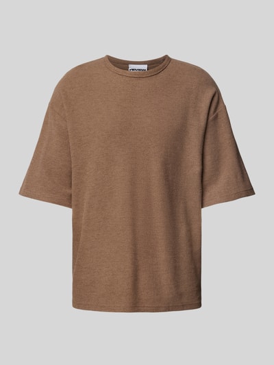 REVIEW T-shirt z fakturowanym wzorem Ziemisty brązowy 2