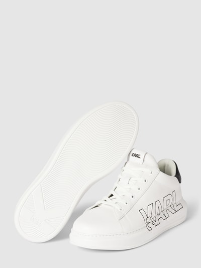 Karl Lagerfeld Sneakers van leer met labelprint Wit - 4