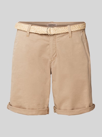 Esprit Regular Fit Shorts mit Gürtel in Flecht-Optik Taupe 2