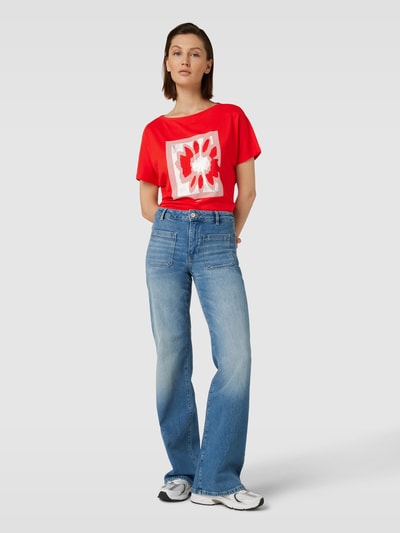 Esprit T-shirt met motief- en labelprint Rood - 1