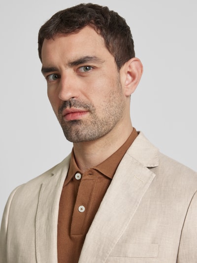 SELECTED HOMME Slim Fit Anzug mit feinem Strukturmuster Modell 'Lino' Sand 3