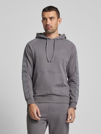 HUGO Hoodie met labelstitching Middengrijs - 4