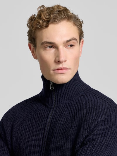 Forét Regular fit gebreid jack van zuivere wol Marineblauw - 3