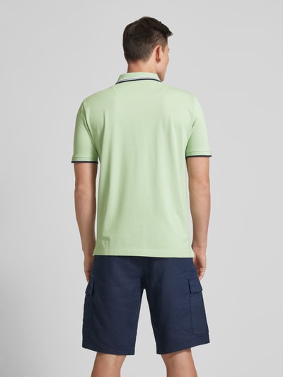 Fynch-Hatton Regular Fit Poloshirt mit Kontraststreifen Hellgruen Melange 5