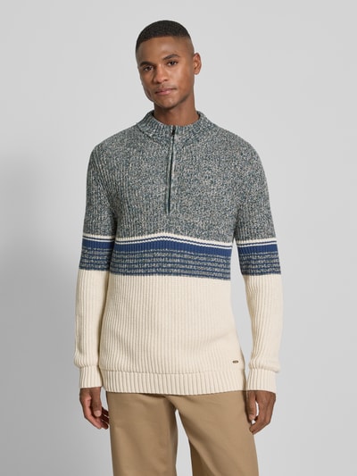 RAGMAN Slim Fit Troyer in Strick-Optik Modell 'Mouline' Offwhite 4