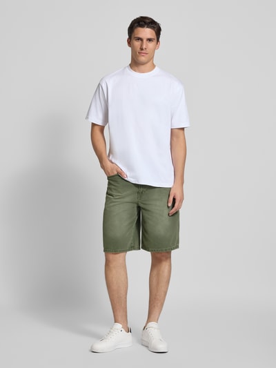 WOODBIRD Straight leg korte jeans in 5-pocketmodel, model 'Rami' Kaki - 1