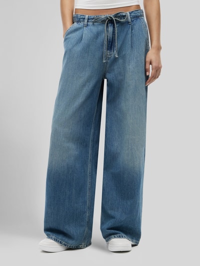 Tommy Jeans Spodnie z szerokimi nogawkami z mieszanki bawełny i lnu Jeansowy niebieski 4