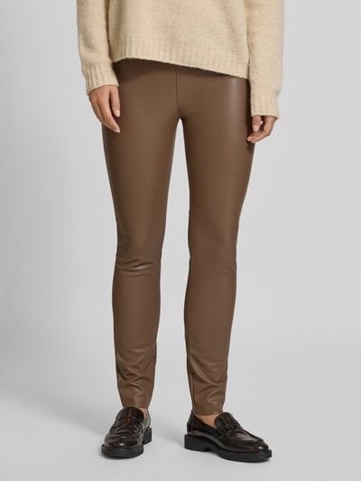 Raffaello Rossi Skinny fit broek in leerlook, model 'RESA' Lichtbruin - 4