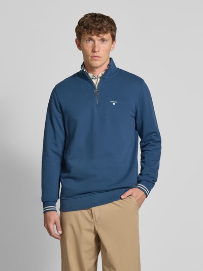 Barbour Bluza o kroju slim fit z czystej bawełny model ‘ROSFORD’ Jeansowy niebieski 4