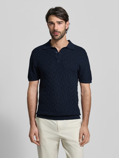 MCNEAL Regular Fit Poloshirt mit Strukturmuster Dunkelblau 4