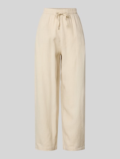 ICHI Stoffen broek van een mix van linnen en viscose met elastische band Beige - 2