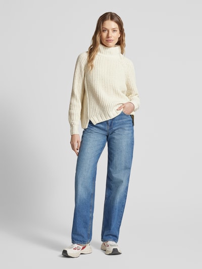 monari Gebreide pullover met opstaande kraag, model 'Chenille' Offwhite - 1