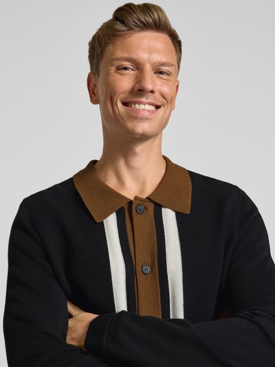 HUGO Kurtka z dzianiny o kroju relaxed fit z dodatkiem wełny model ‘SPLON’ Czarny 3