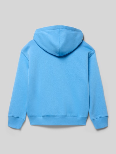 Produktfoto, Sweatjacke mit Logo und Känguru-Tasche von GAP aus blauem Baumwoll-Mix, Regular Fit, Kapuze, sichtbare Rückansicht