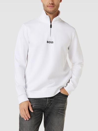 BOSS Green Sweatshirt mit Label-Stitching Modell 'Sweat' Weiß 4