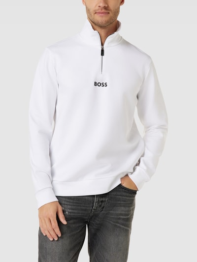 BOSS Green Sweatshirt mit Label-Stitching Modell 'Sweat' Weiss 4