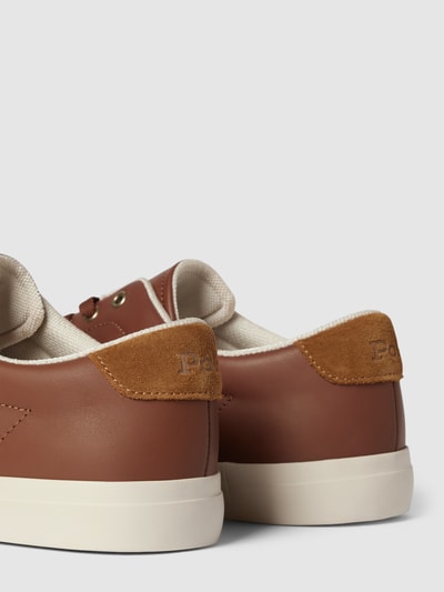 Polo Ralph Lauren Sneakers van leer met labelstitching, model 'LONGWOOD' Cognac - 3