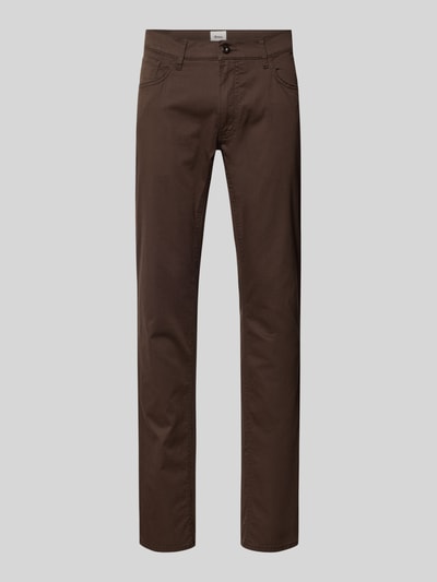 Produktfoto, Hose mit Eingrifftaschen Modell 'Chuck' von Brax in Braun, Baumwoll-Mix mit Lyocell, Slim Fit, glatte Oberfläche, klassische Form.