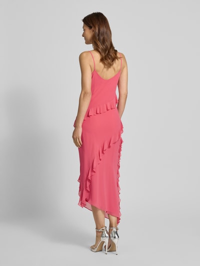 Jake*s Cocktail Cocktailjurk met volants en spaghettibandjes Fuchsia gemêleerd - 5