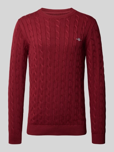Gant Strickpullover mit gerippten Abschlüssen Bordeaux 2