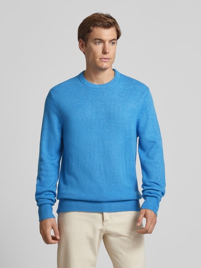 Scotch & Soda Sweter z dzianiny o kroju regular fit z okrągłym dekoltem Królewski niebieski 4