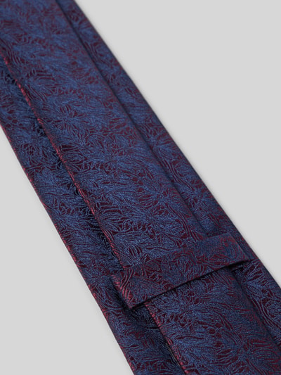 Produktfoto, Krawatte aus Seide im Allover-Look (7,5 cm) von MONTI, dunkelblau-bordeaux mit feiner Musterstruktur, klassische Form, dezentes Label-Detail