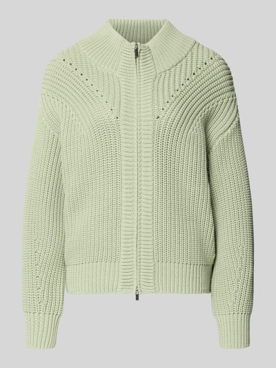 Produktfoto, Regular Fit Cardigan in Strick-Optik mit Lochmuster von Fynch-Hatton aus Baumwoll-Mix, Zweiwege-Reißverschluss, elastische Abschlüsse.