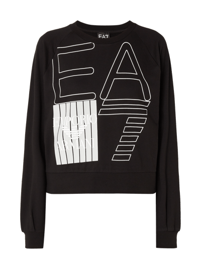 EA7 Emporio Armani Bluza krótka z nadrukiem z logo Czarny 2