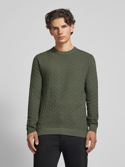 Only & Sons Sweter z dzianiny z fakturowanym wzorem model ‘KALLE’ Oliwkowy 4