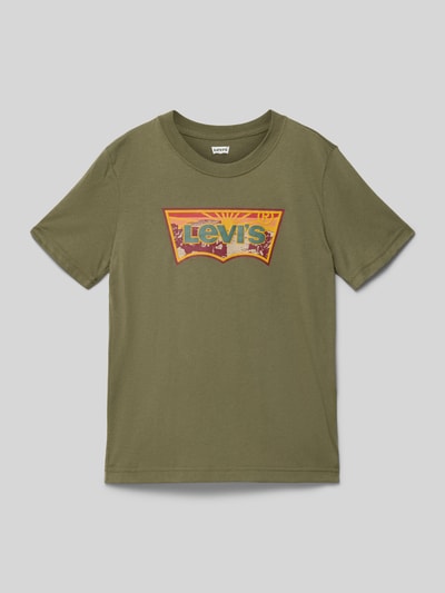 Levi’s® Kids T-shirt z okrągłym dekoltem model ‘SUNRISE DESERT’ Oliwkowy 1