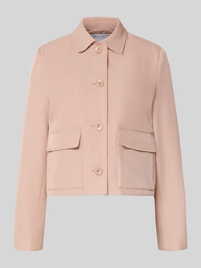 Produktfoto, Blazer mit Knopfleiste von Jake*s Collection in hellem Rosaton, Hemdblusenkragen, Pattentaschen, Material-Mix mit Stretch-Anteil, Regular Fit